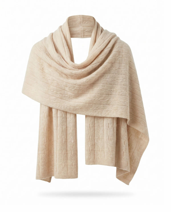 Cashmere cable knit wrap scarf