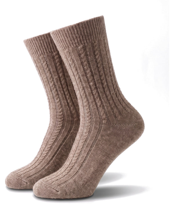 Ribbed cable socks in cashmere blend