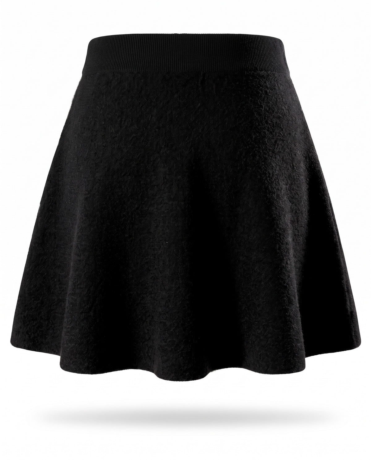 Knitted wool A-line mini skirt – Black – product back