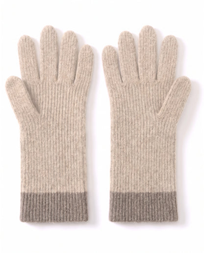Cashmere cable knit ribbed gloves – Cream – product back
