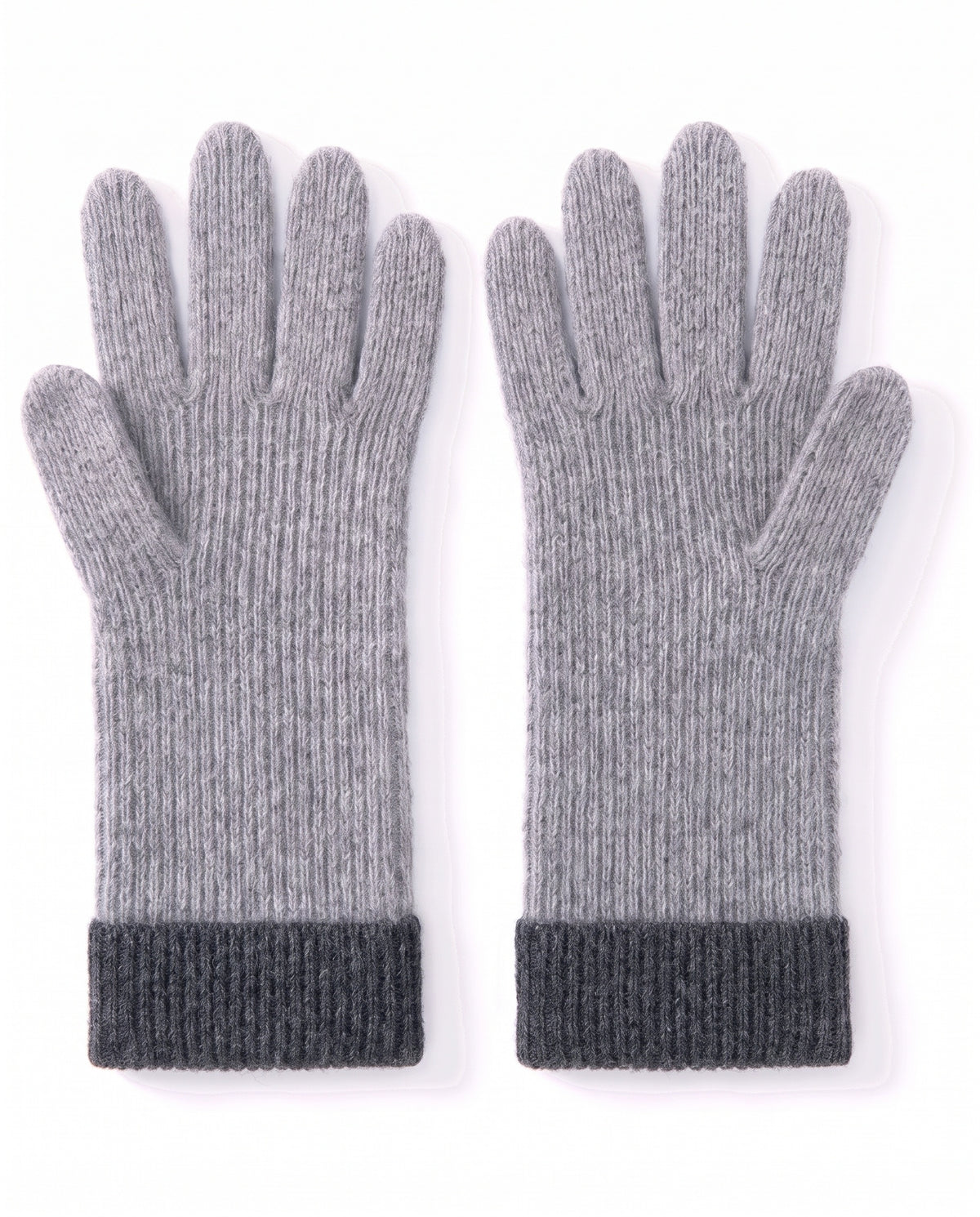 Cashmere cable knit ribbed gloves – Light Grey – product back