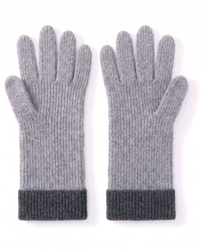 Cashmere cable knit ribbed gloves – Light Grey – product back