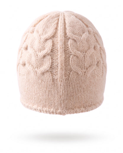 Beanie hat in cable knit cashmere blend – Cream – product back