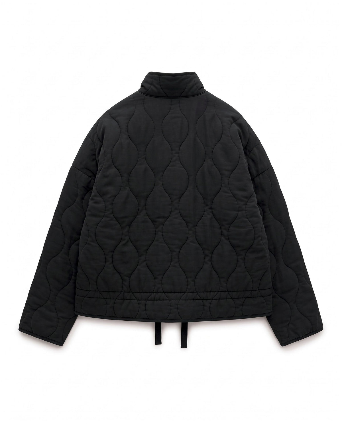 Quilted jacket with stand collar – Black – product back