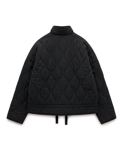 Quilted jacket with stand collar – Black – product back