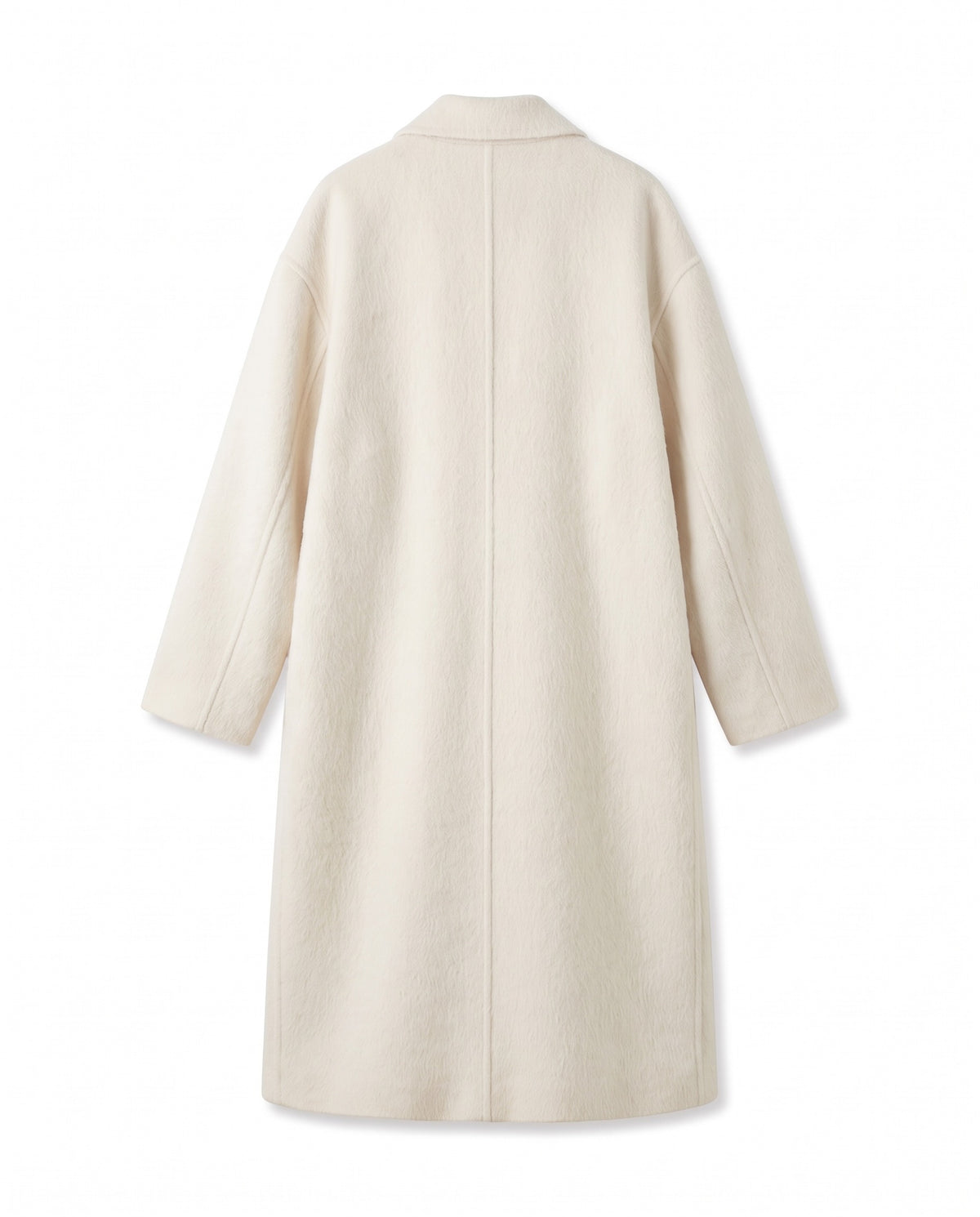Double-breasted long wool coat – Cream – product back