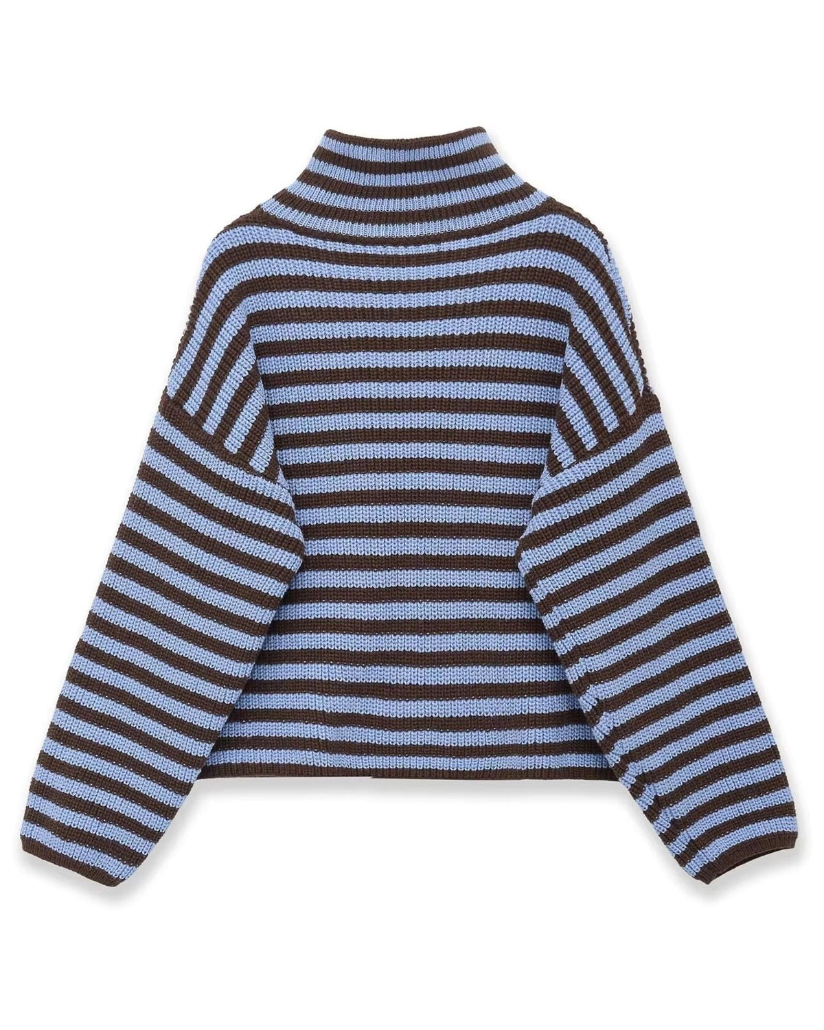 Chunky rib zip-through cardigan – Blue Stripe – product back