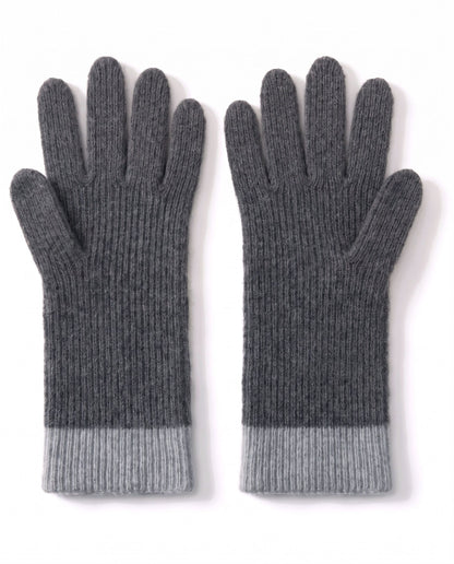 Cashmere cable knit ribbed gloves – Charcoal – product back