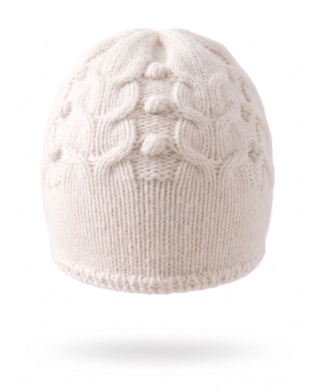 Beanie hat in cable knit cashmere blend – White – product back