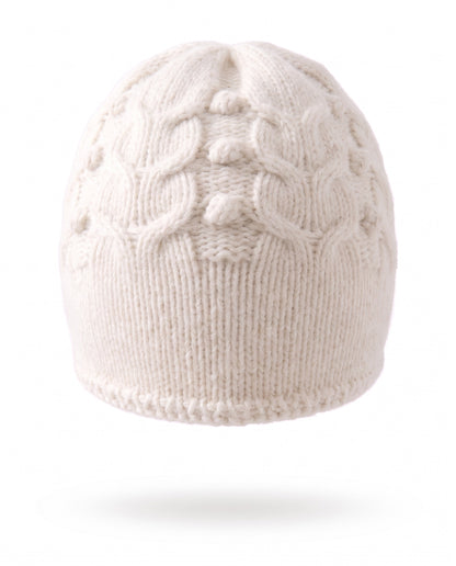 Beanie hat in cable knit cashmere blend – White – product back
