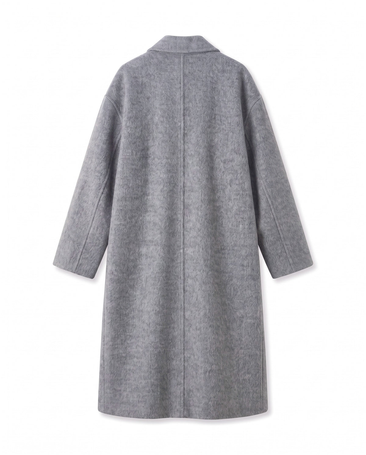 Double-breasted long wool coat – Grey – product back