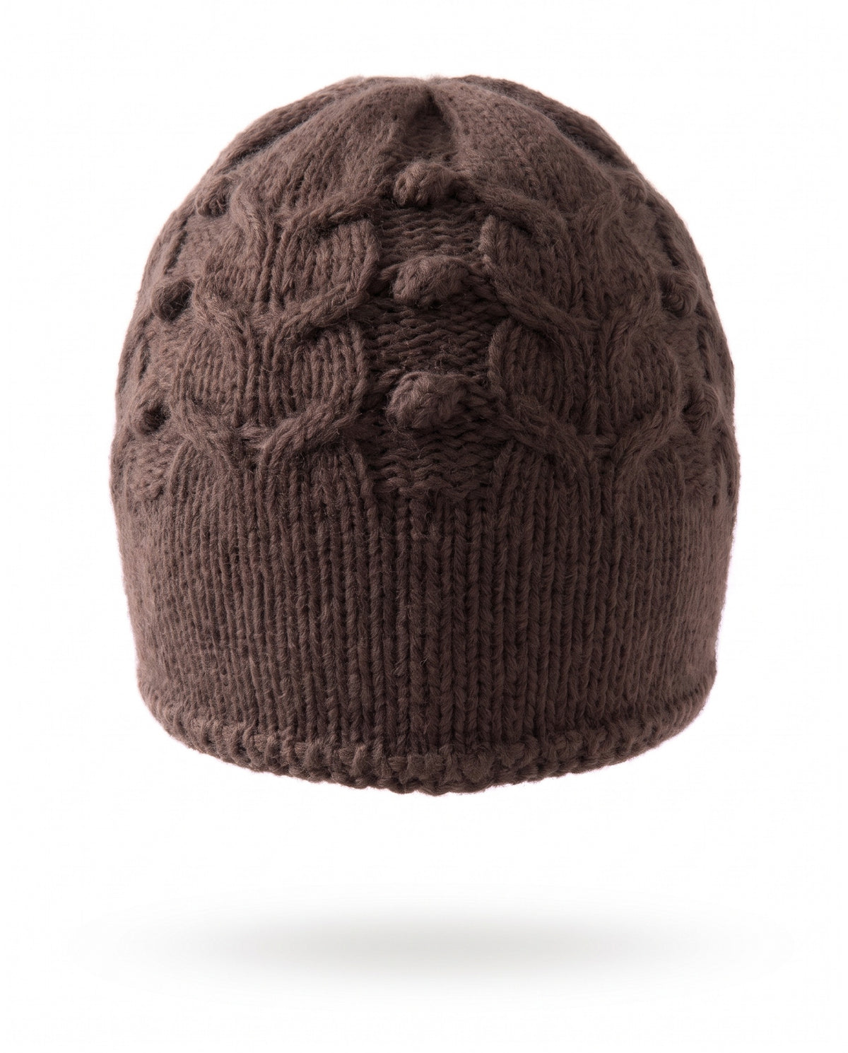 Beanie hat in cable knit cashmere blend – Brown – product back