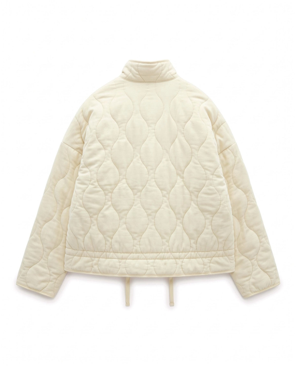 Quilted jacket with stand collar – Cream – product back