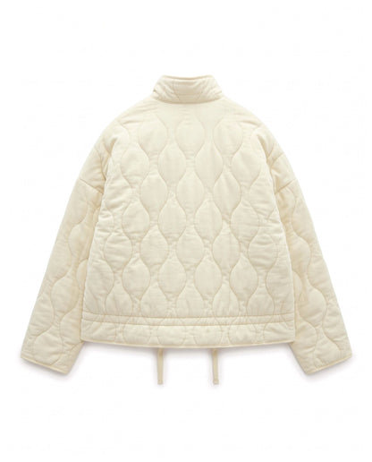 Quilted jacket with stand collar – Cream – product back