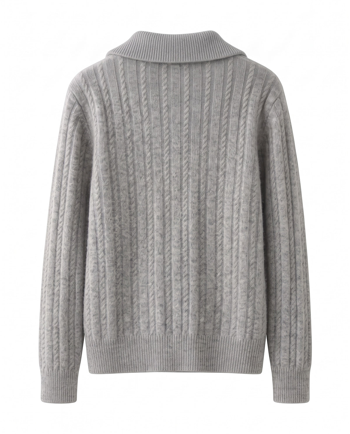 Cable knit jumper with half zip – Light Grey – product back