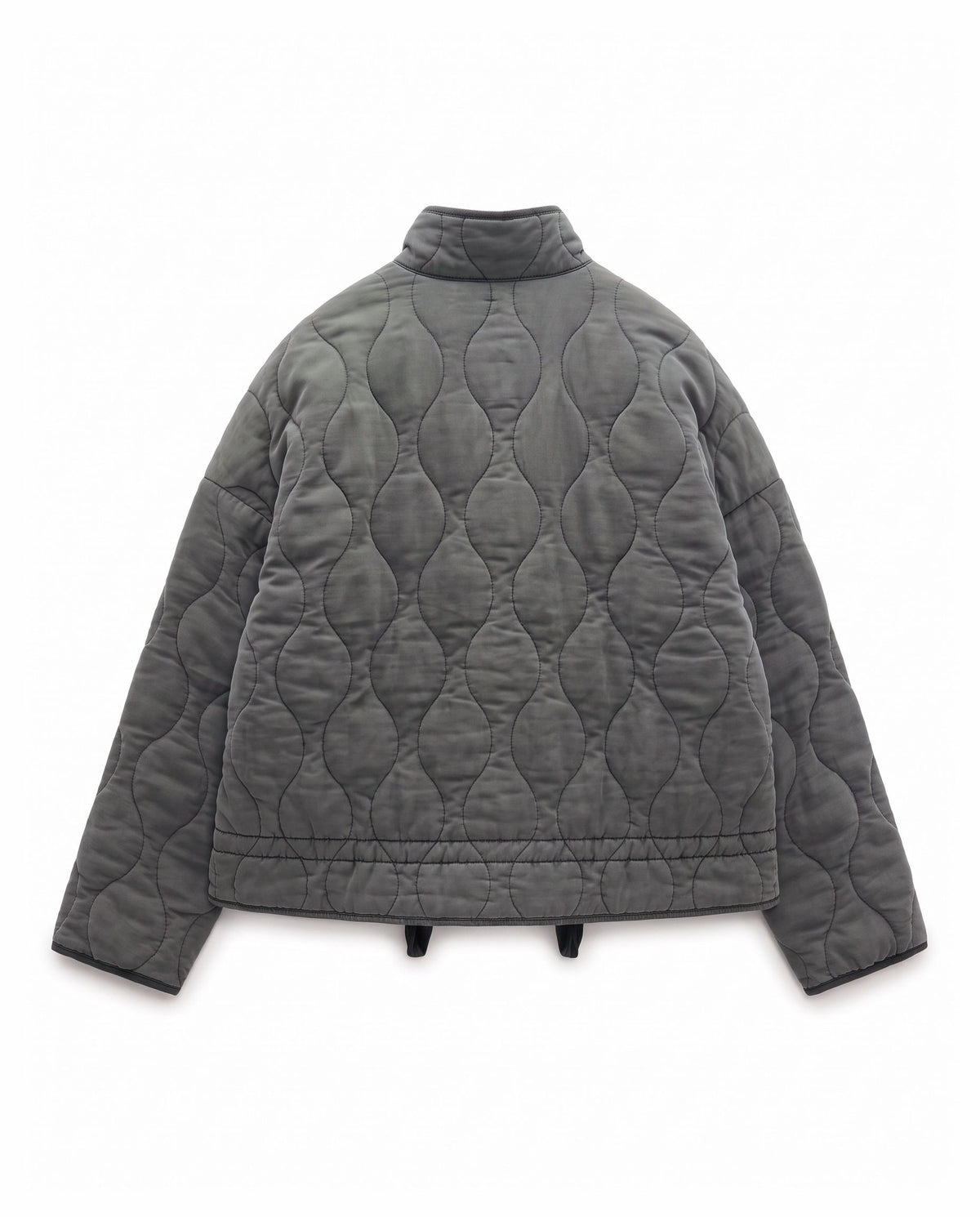 Quilted jacket with stand collar – Grey – product back