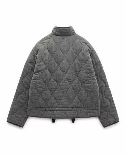 Quilted jacket with stand collar – Grey – product back
