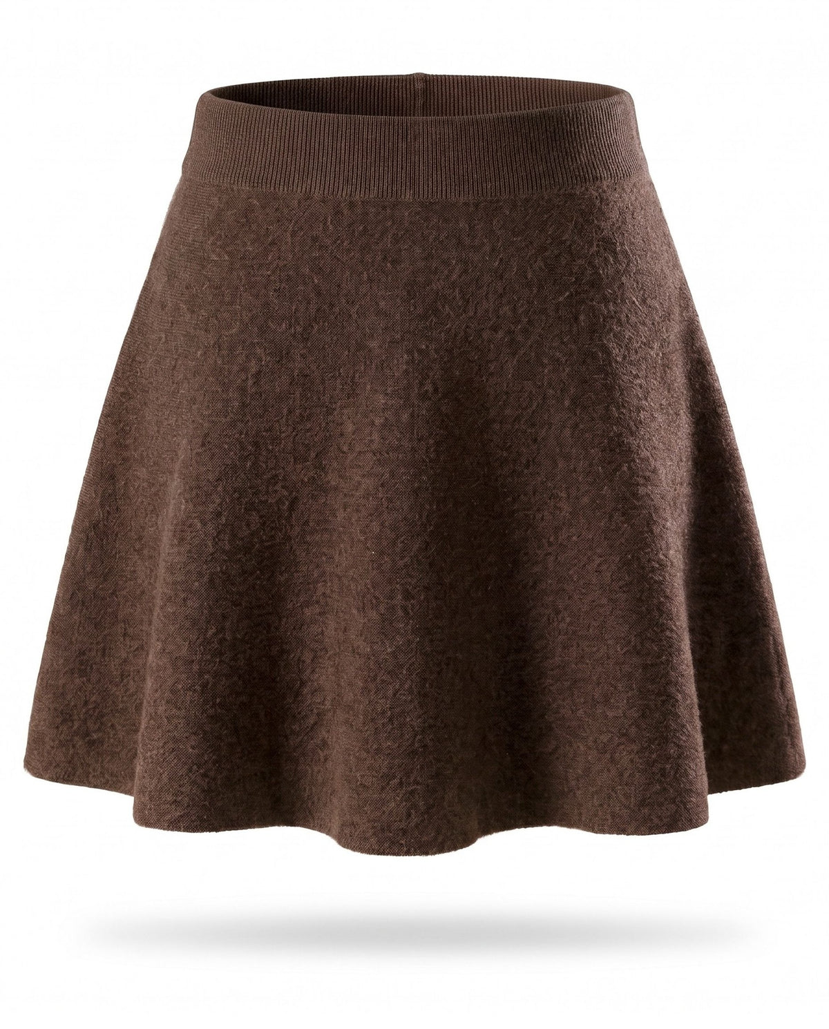 Knitted wool A-line mini skirt – Brown – product back