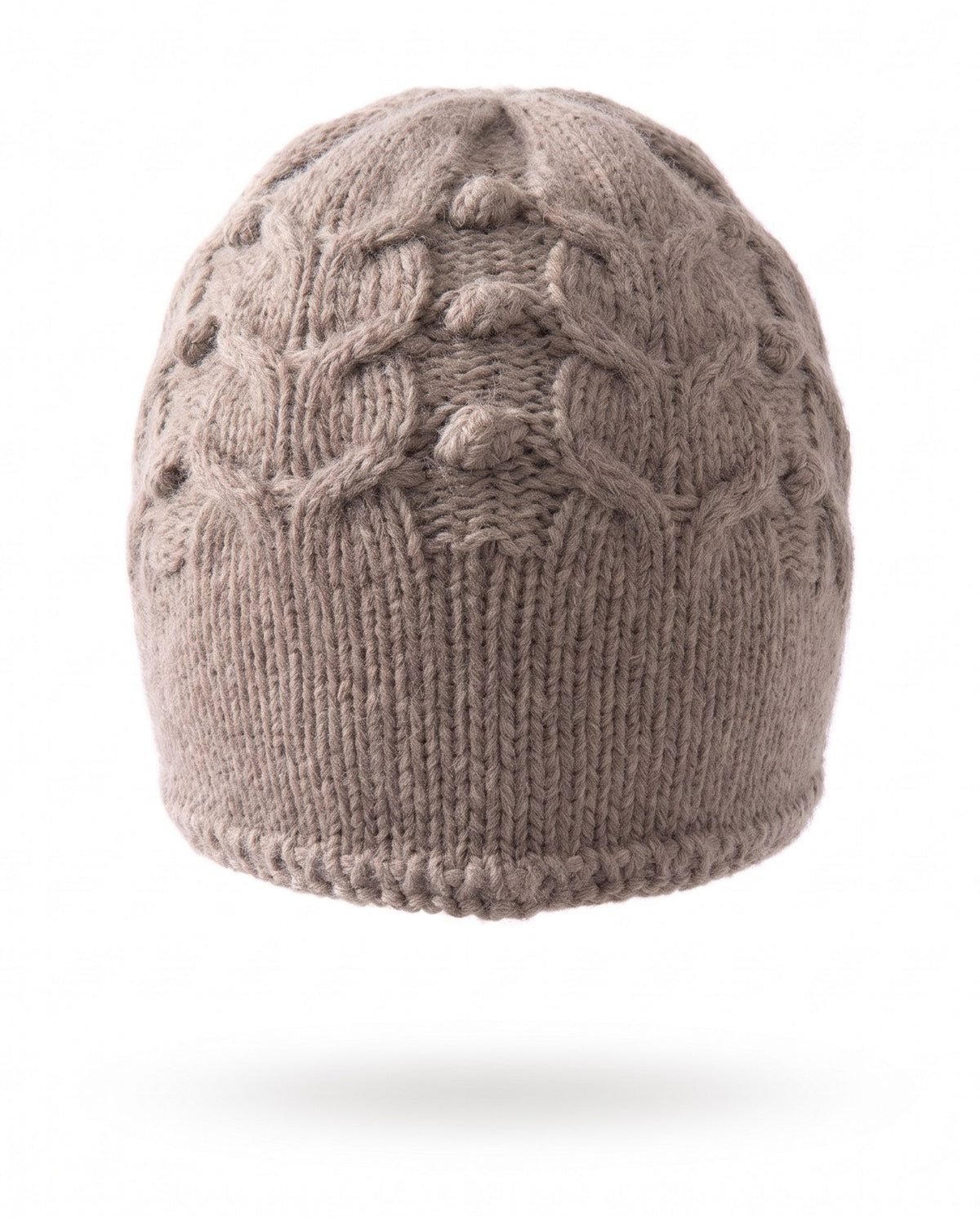 Beanie hat in cable knit cashmere blend – Taupe – product back