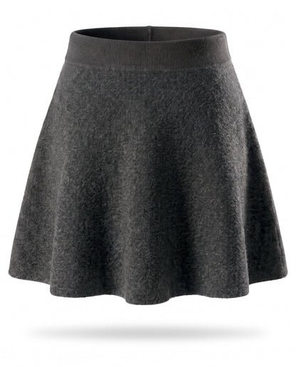 Knitted wool A-line mini skirt – Dark Grey – product back