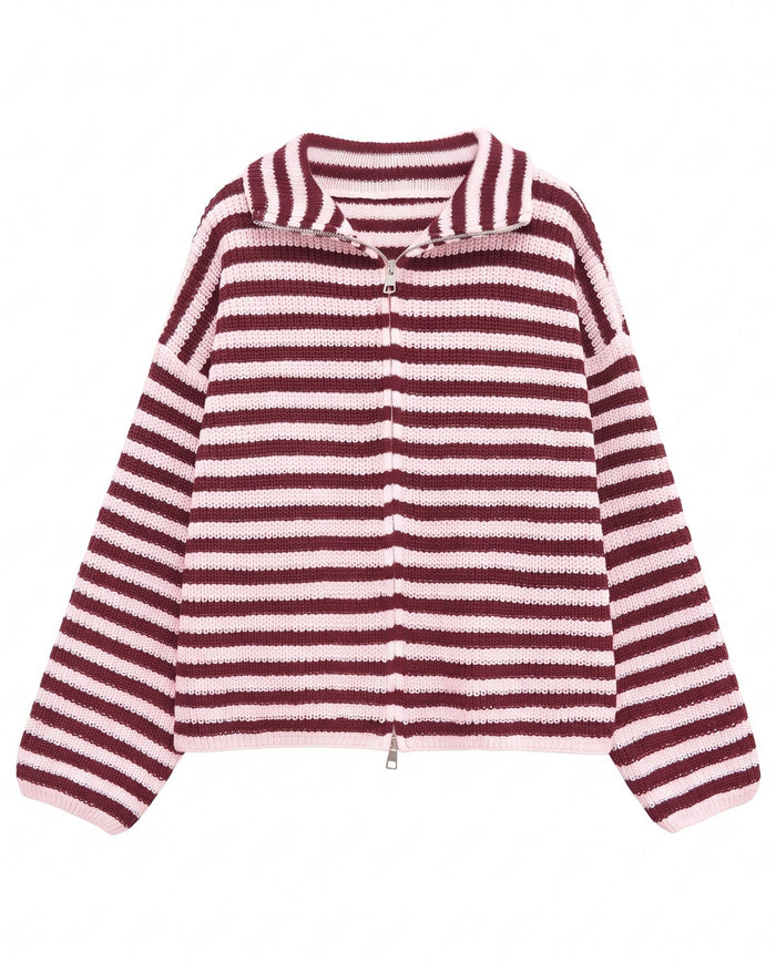 Chunky rib zip-through cardigan
