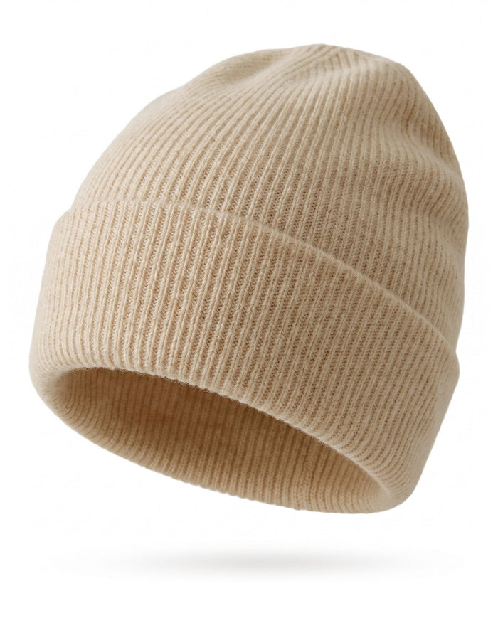 Beanie in ribbed cashmere