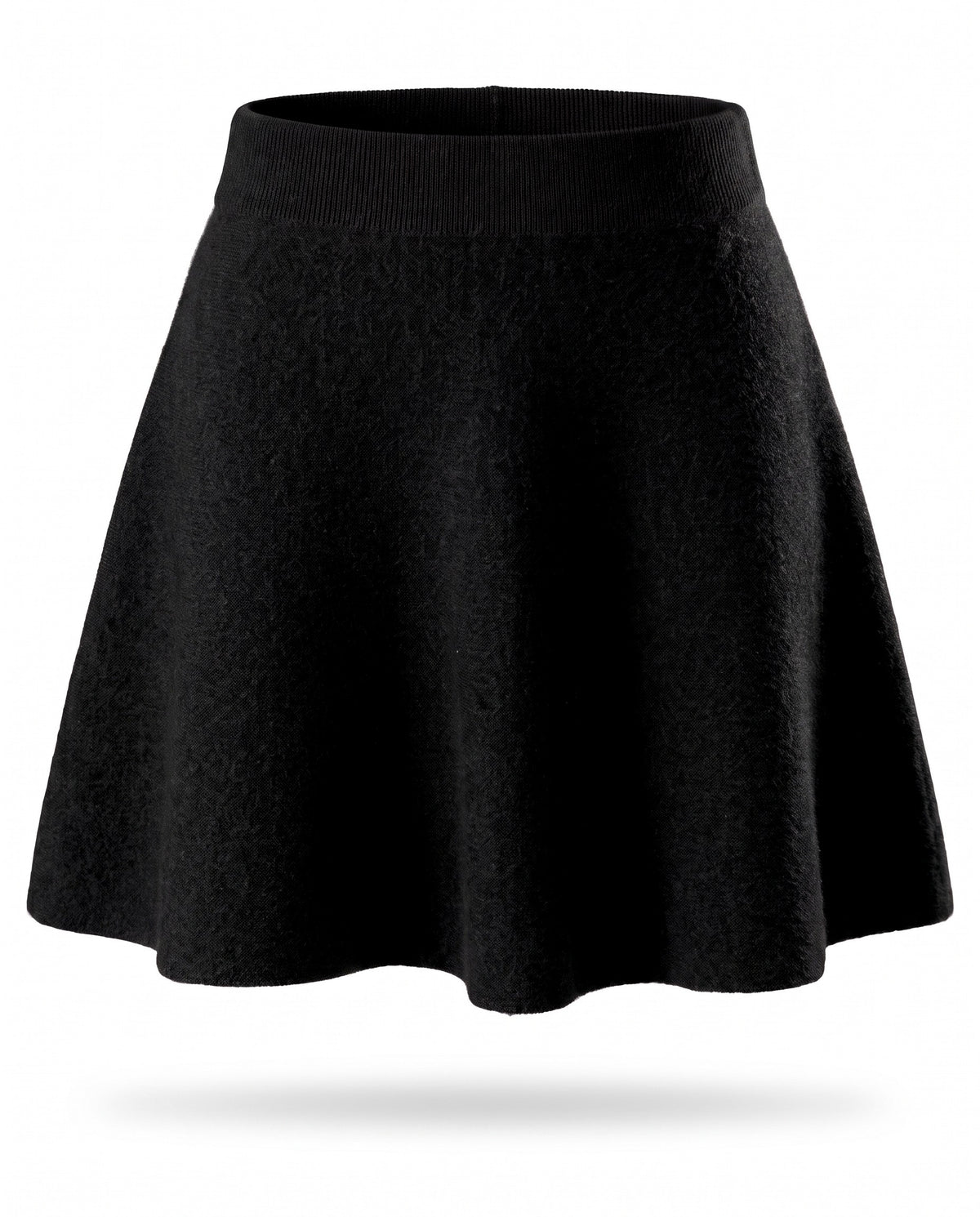 Knitted wool A-line mini skirt – Black – product front
