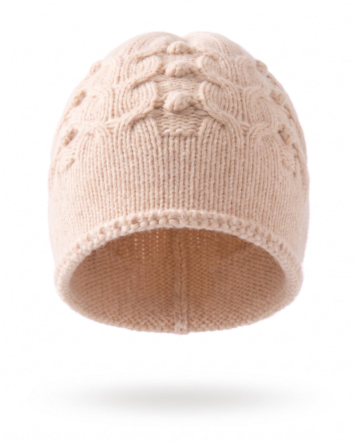 Beanie hat in cable knit cashmere blend – Cream – product front