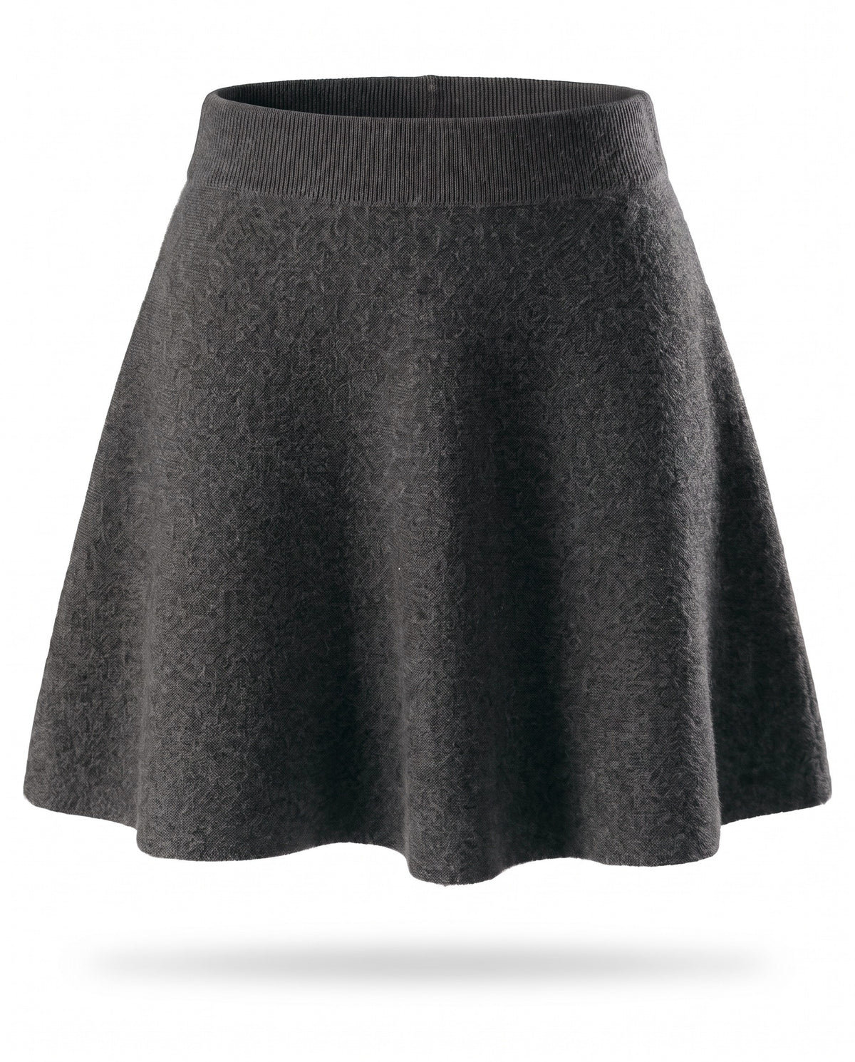Knitted wool A-line mini skirt – Dark Grey – product front
