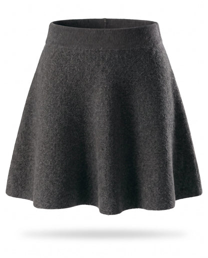 Knitted wool A-line mini skirt – Dark Grey – product front