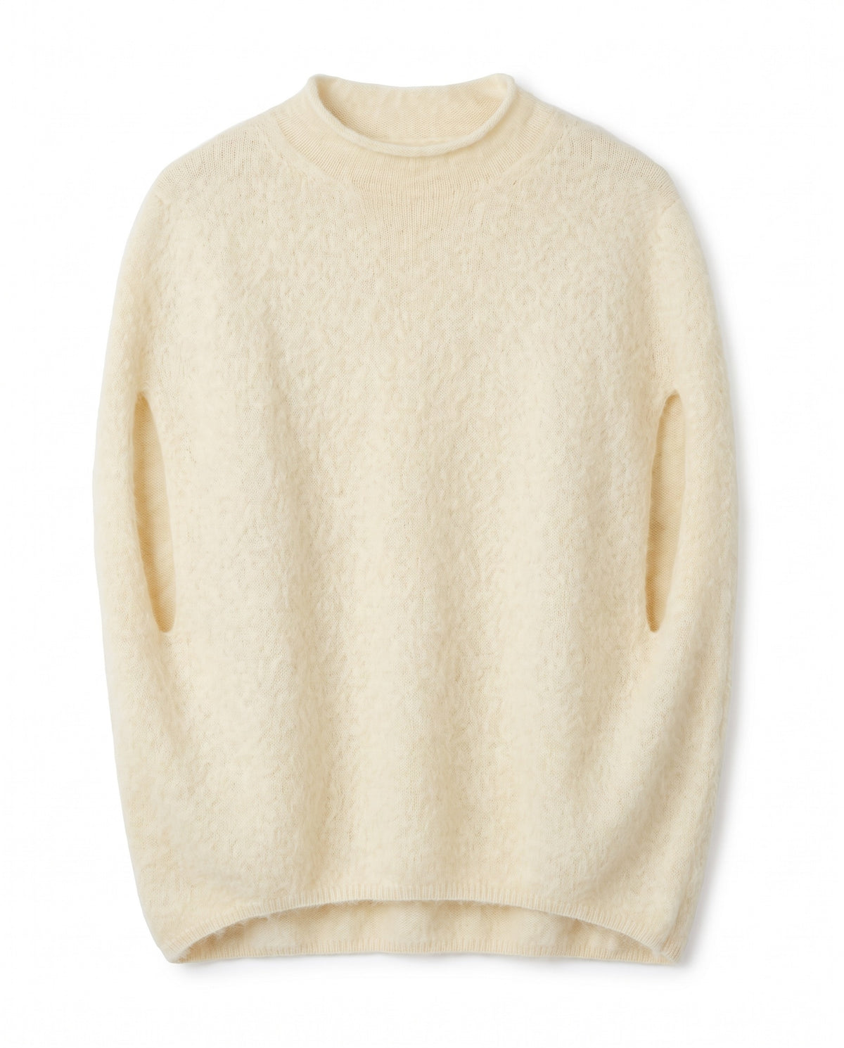 Sleeveless jumper in brushed wool blend – Cream – product front