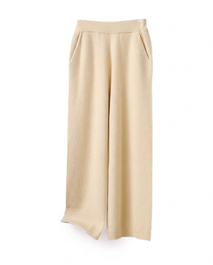 Knitted wide leg wool trousers
