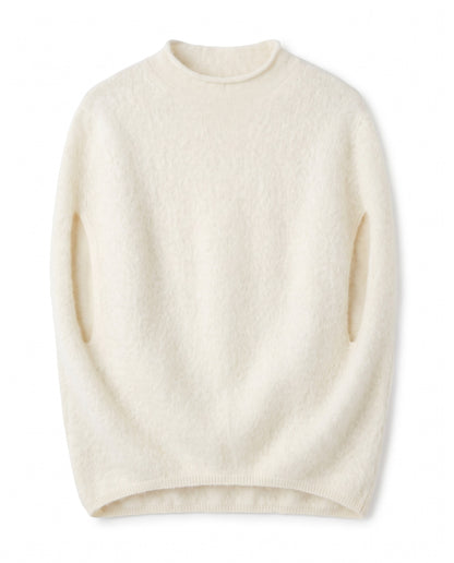 Sleeveless jumper in brushed wool blend – White – product front