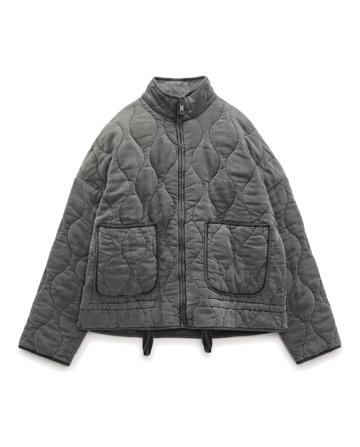 Quilted jacket with stand collar – Grey – product front