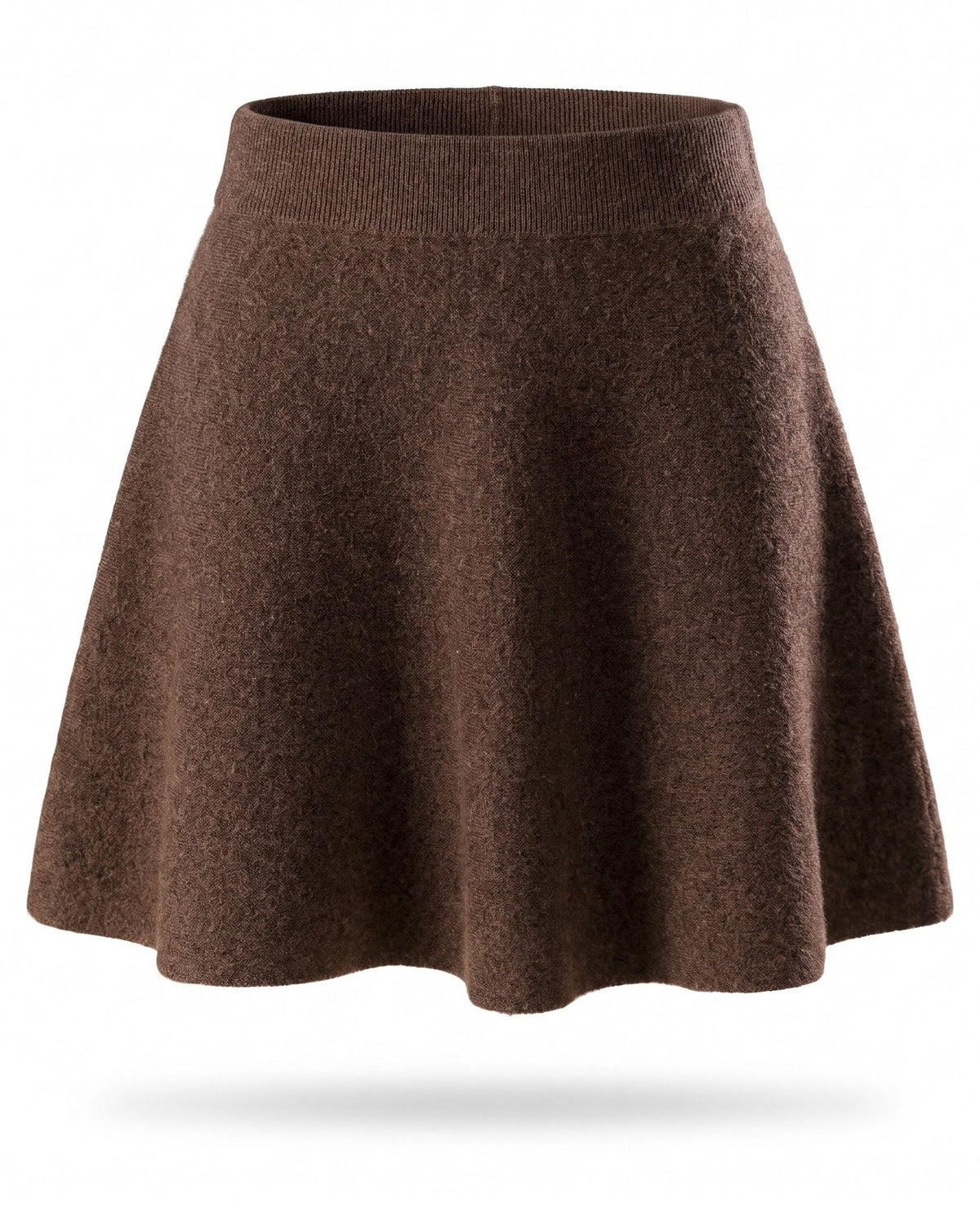 Knitted wool A-line mini skirt – Brown – product front