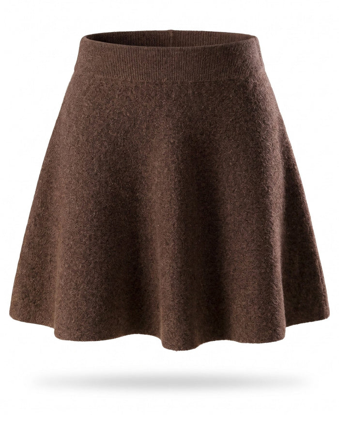Knitted wool A-line mini skirt