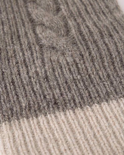 Cashmere cable knit ribbed gloves – Taupe – texture
